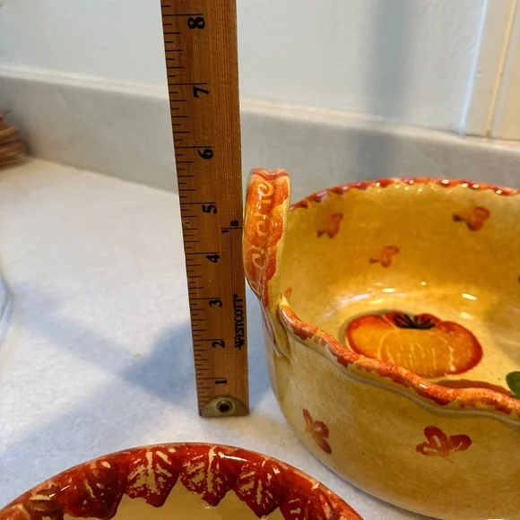 Set of 3 Italica arts oven safe hand painted casserole dishes.